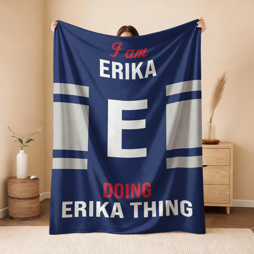 I'm Name Doing Name Things Navy Fleece Blanket ERIKA 13K1 BK51