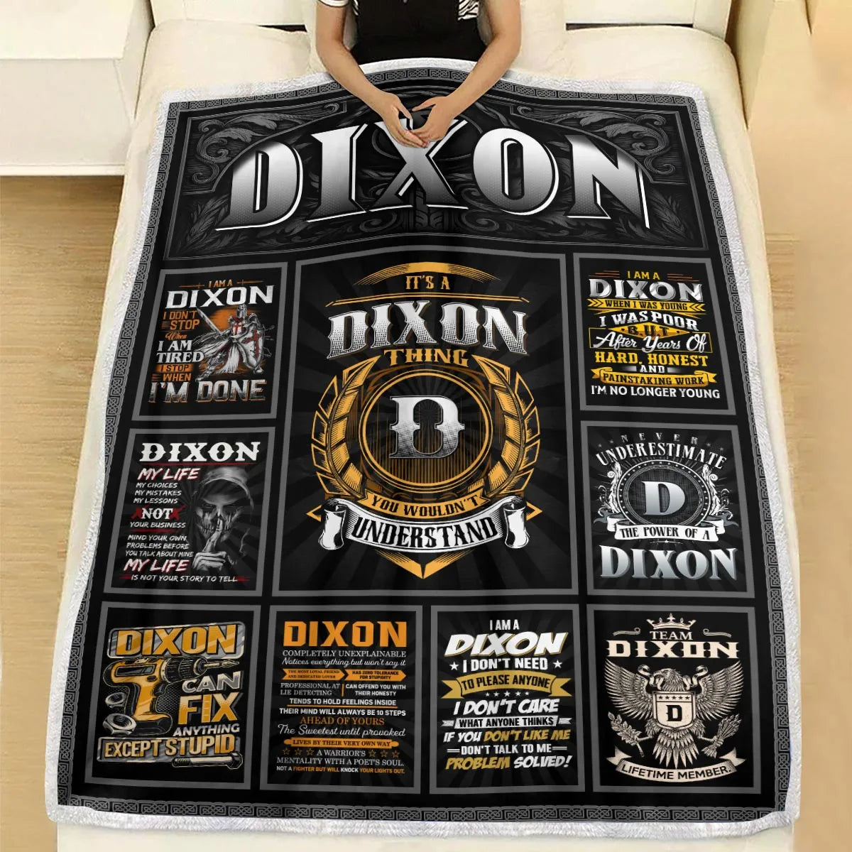 DIXON Personalized Blanket | Custom Name Cozy Throw Gift 13K2-BK2