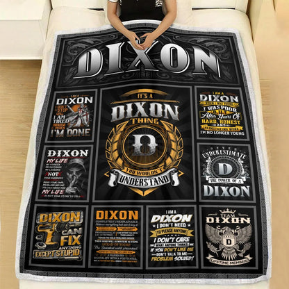 DIXON Personalized Blanket | Custom Name Cozy Throw Gift 13K2-BK2