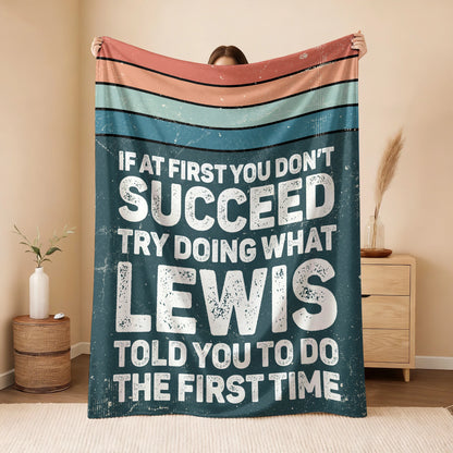 If At First You Don’t Succeed Retro Green Fleece Blanket LEWIS 13K1 BK29