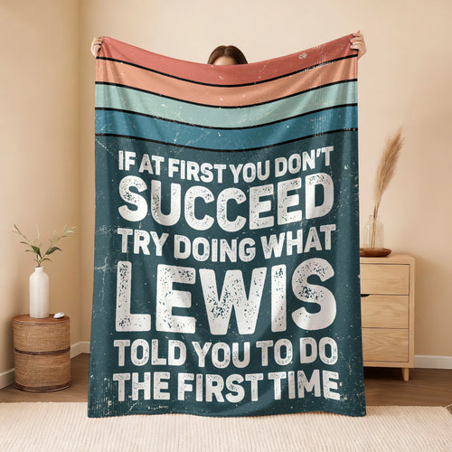 If At First You Don’t Succeed Retro Green Fleece Blanket LEWIS 13K1 BK29