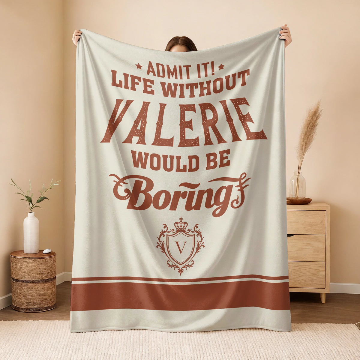 Life Without Your Name Would Be Boring Cream Terracotta Blanket VALERIE 13K1 BK24
