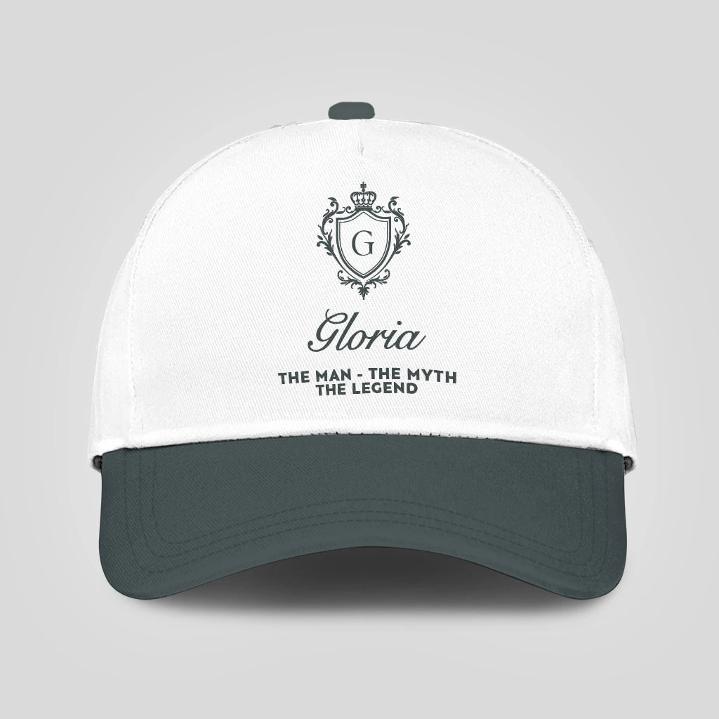 The Man The Myth The Legend Elegant Gray And White Cap GLORIA 13K1 C170PF