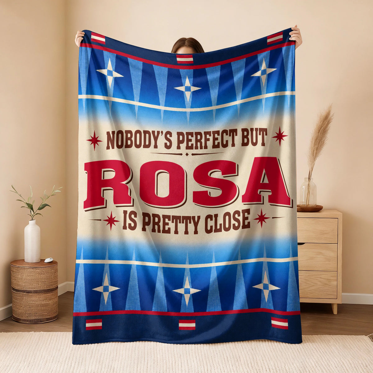 Nobody's Perfect But Your Name Is Close Native American Fleece Blanket ROSA 13K1 BK57