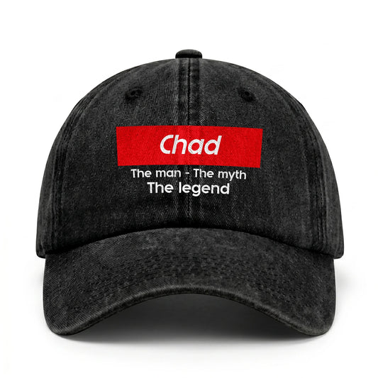 Your Name The Man The Myth The Legend Red Logo Washed Cap CHAD 13K1 C130PF