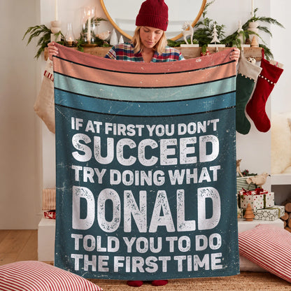 If At First You Don’t Succeed Retro Green Fleece Blanket DONALD 13K1 BK29