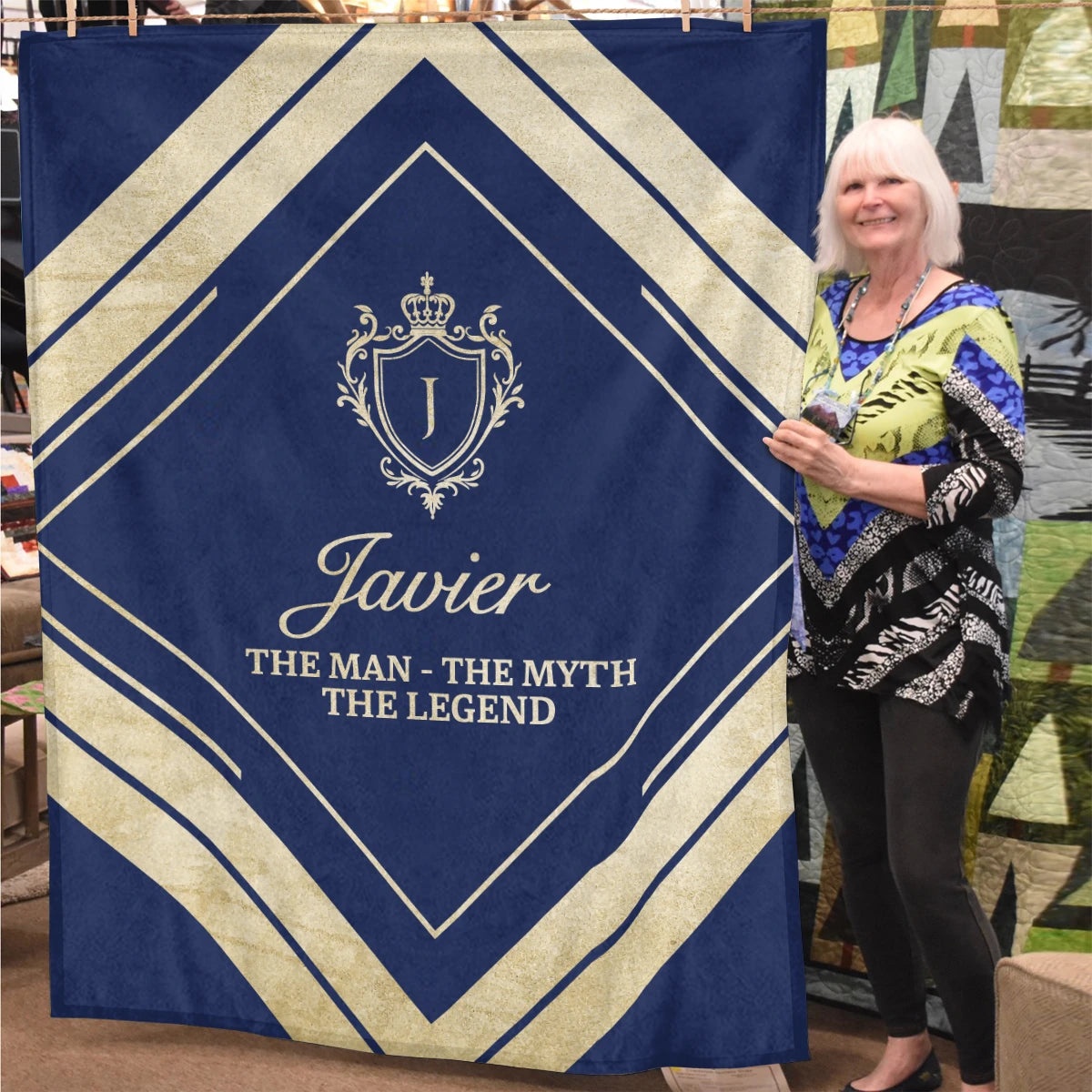 The Man The Myth The Legend Diamond Fleece Blanket JAVIER 13K1 BK06