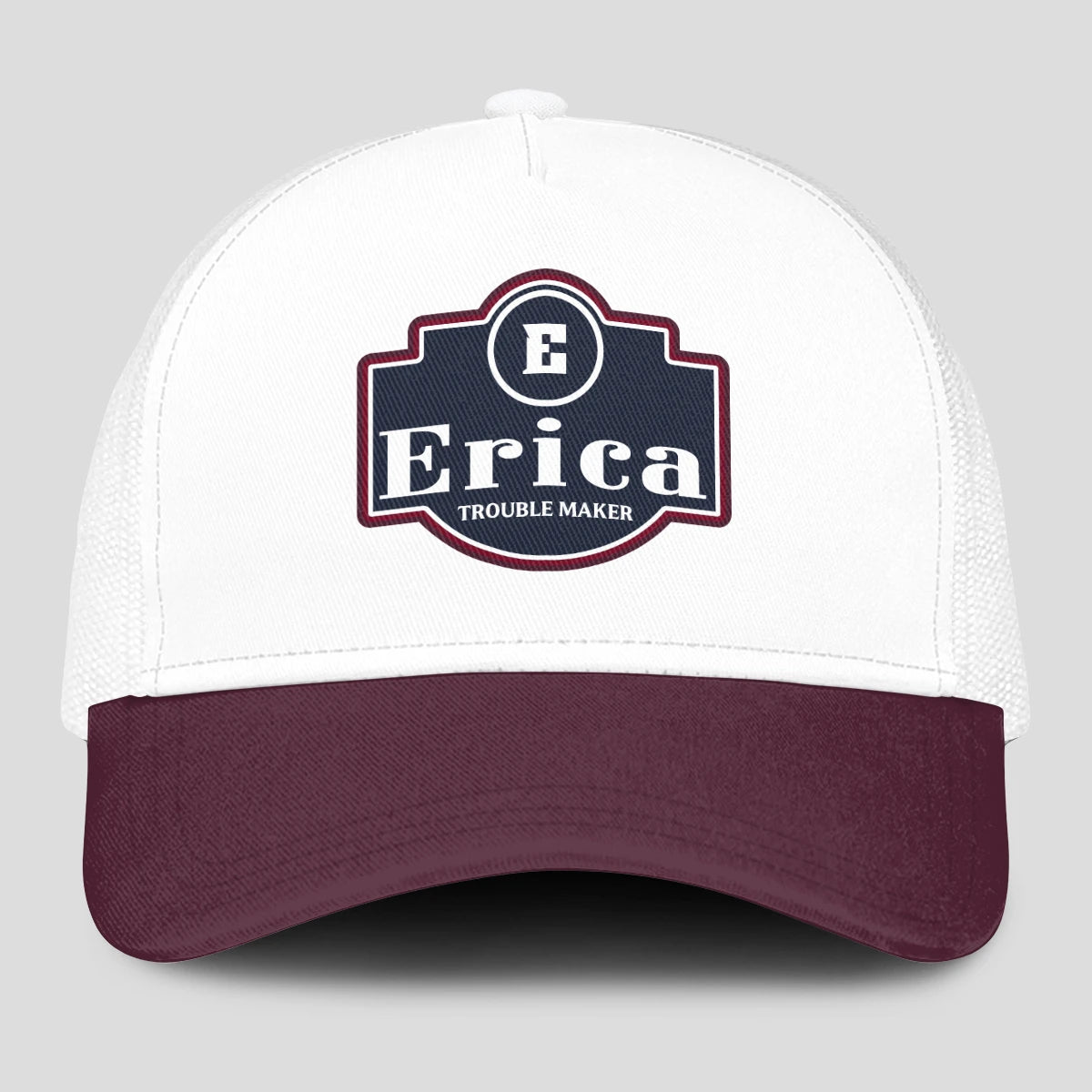 Trouble Maker Burgundy And White Funny Mesh Cap ERICA 13K1 C201PF