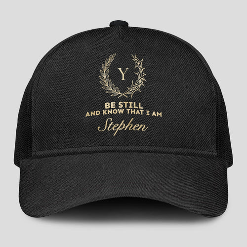 Be Still And Know That I Am Name Black Mesh Cap STEPHEN 13K1 C202PF