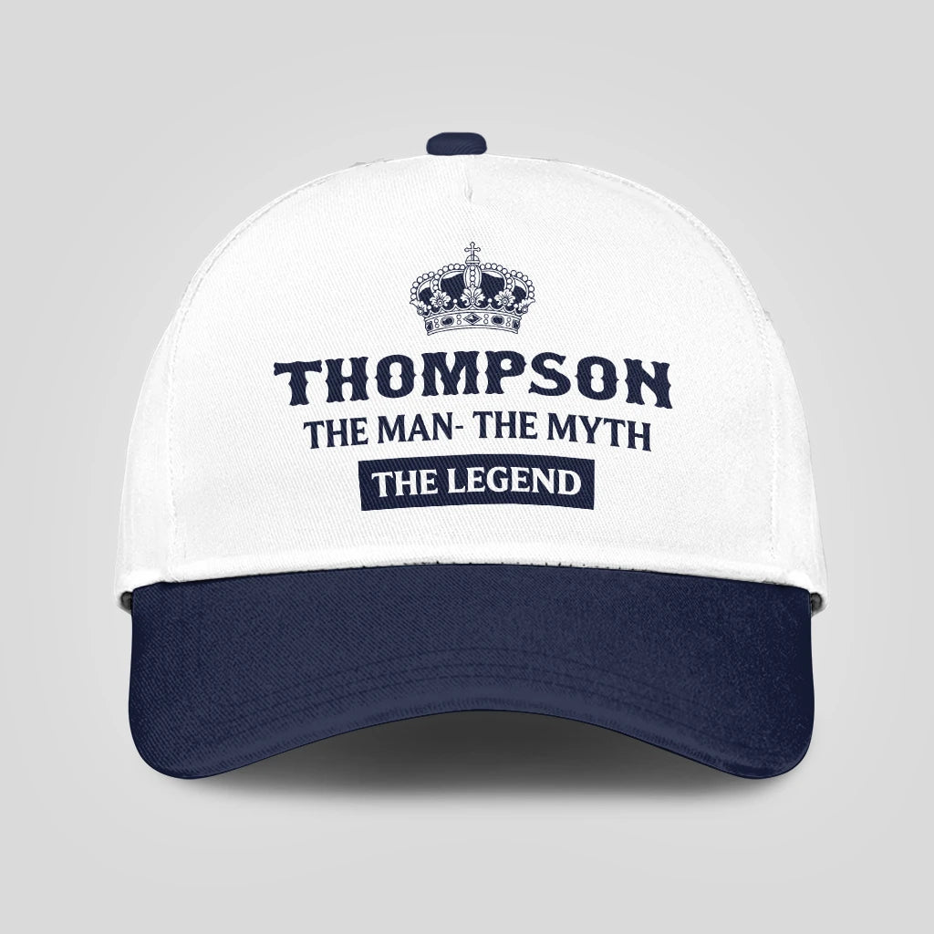 The Man The Myth The Legend King Crown Blue And White Cap THOMPSON 13K1 C147PF