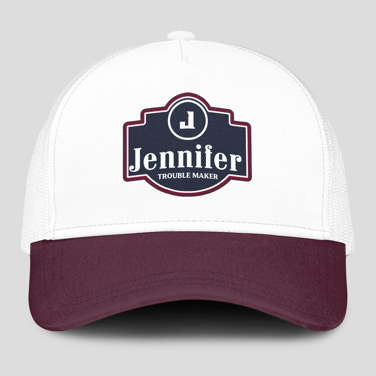 Trouble Maker Burgundy And White Funny Mesh Cap JENNIFER 13K1 C201PF