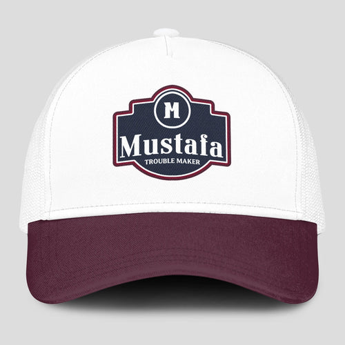 Trouble Maker Burgundy And White Funny Mesh Cap MUSTAFA 13K1 C201PF