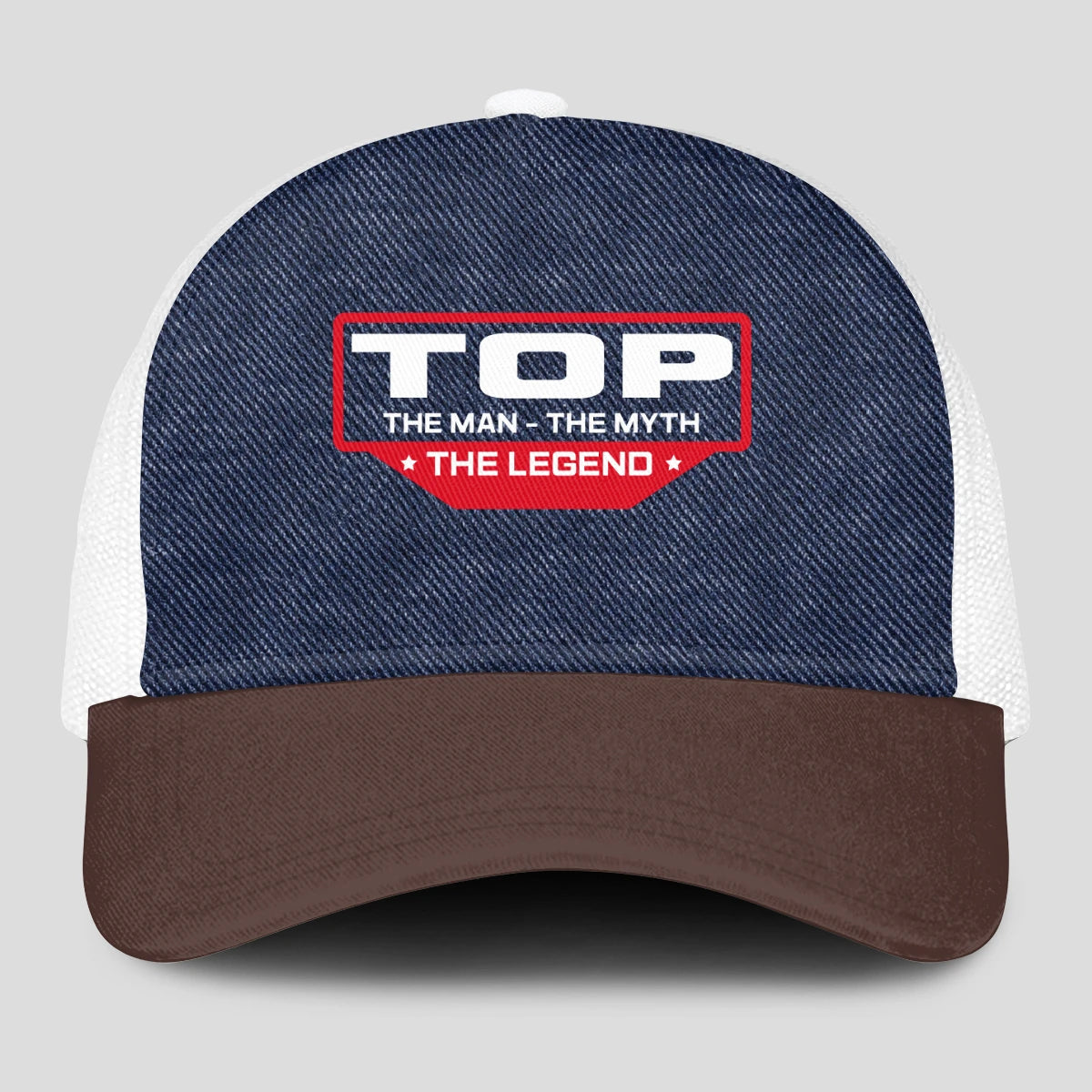 The Man The Myth The Legend Navy Brown And White Mesh Cap TOP 13K1 C200PF
