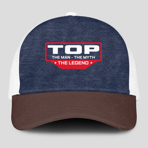 The Man The Myth The Legend Navy Brown And White Mesh Cap TOP 13K1 C200PF
