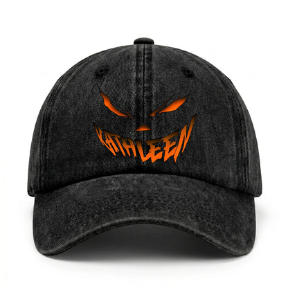 Stay Hungry Pumpkin Chasing Ghosts Funny Washed Cap KATHLEEN 13K1 C101PF