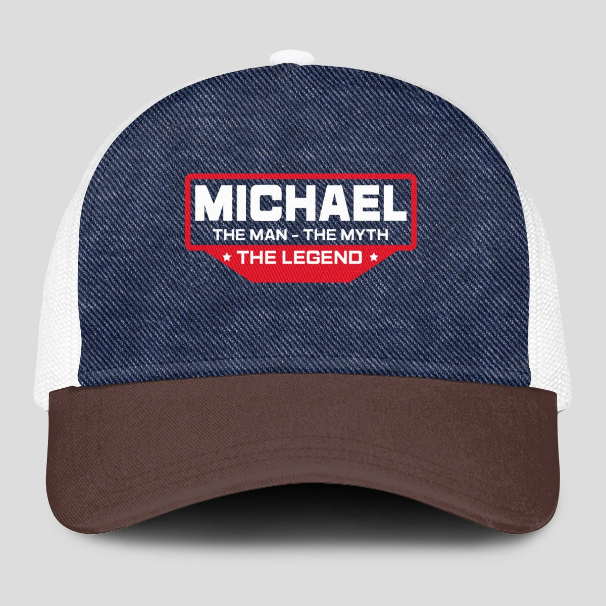 The Man The Myth The Legend Navy Brown And White Mesh Cap MICHAEL 13K1 C200PF
