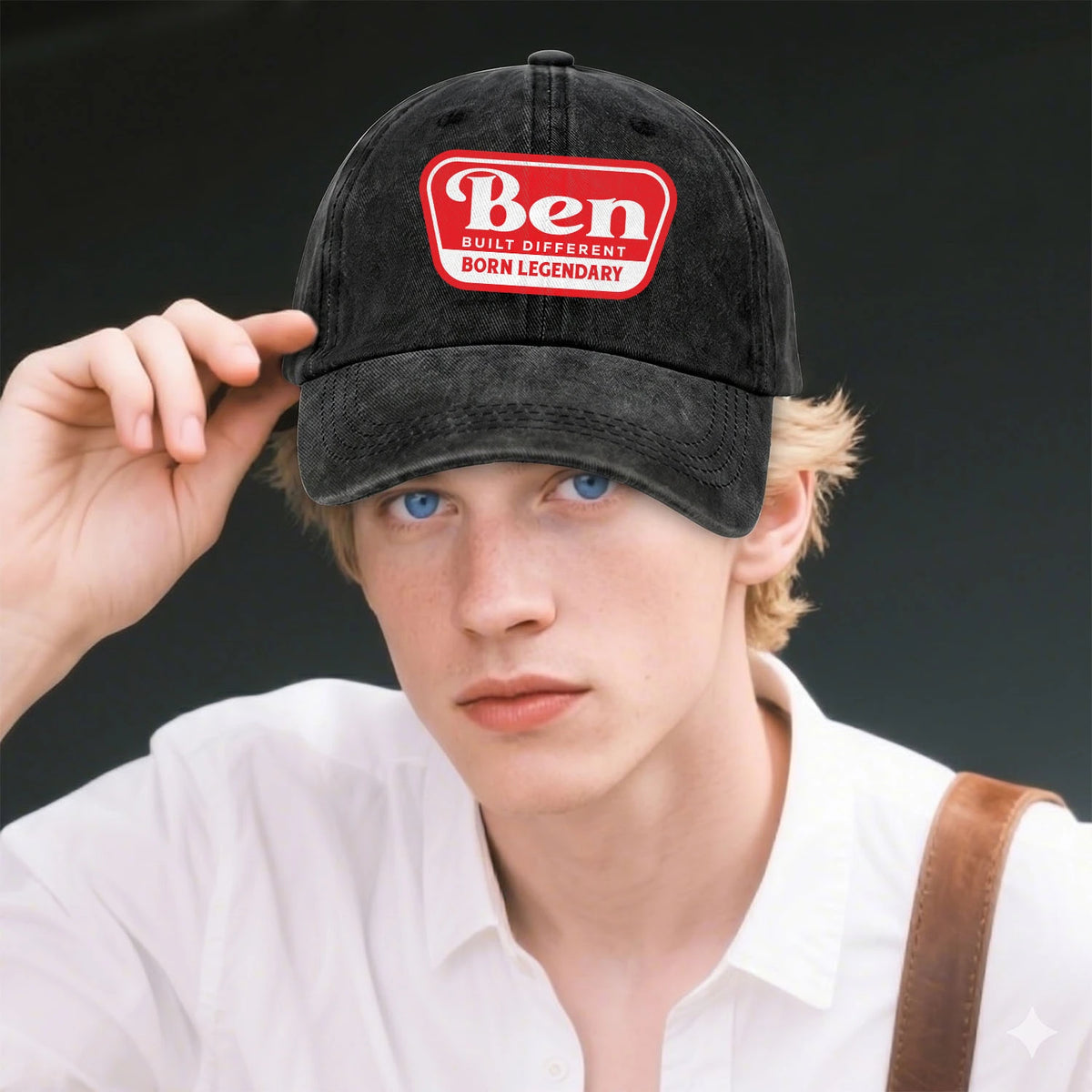 Built Different Born Legendary Red Logo Washed Cap BEN 13K1 C63PF