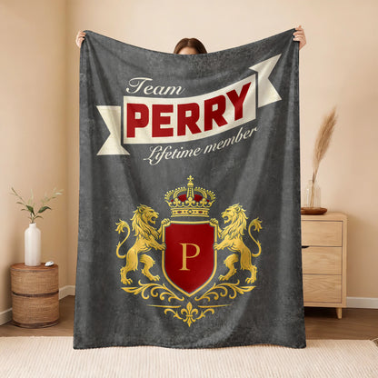 Team Your Name Lifetime Member Charcoal Blanket PERRY 13K1 BK20