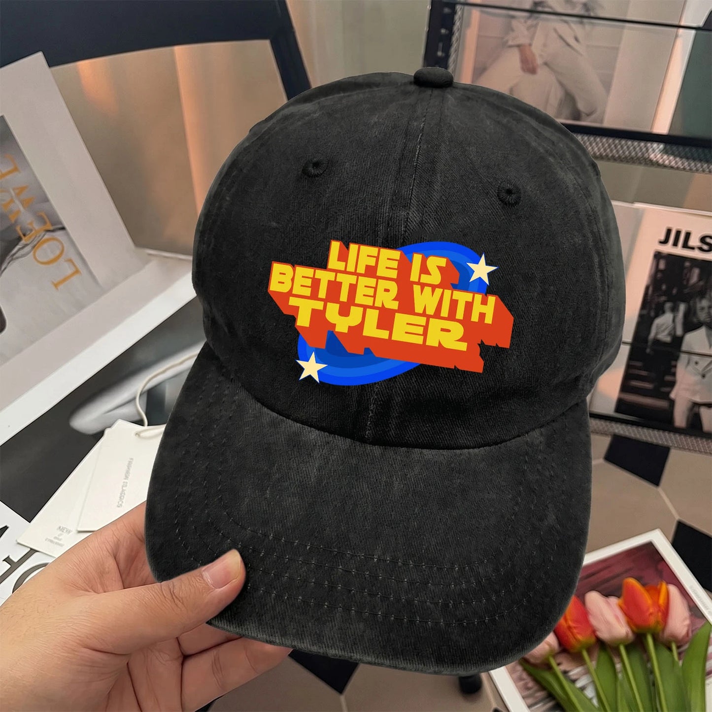 Life Is Better With Your Name Retro Washed Cap TYLER 13K1 C62PF