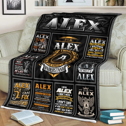 ALEX Personalized Blanket | Custom Name Cozy Throw Gift 13K1-BK2
