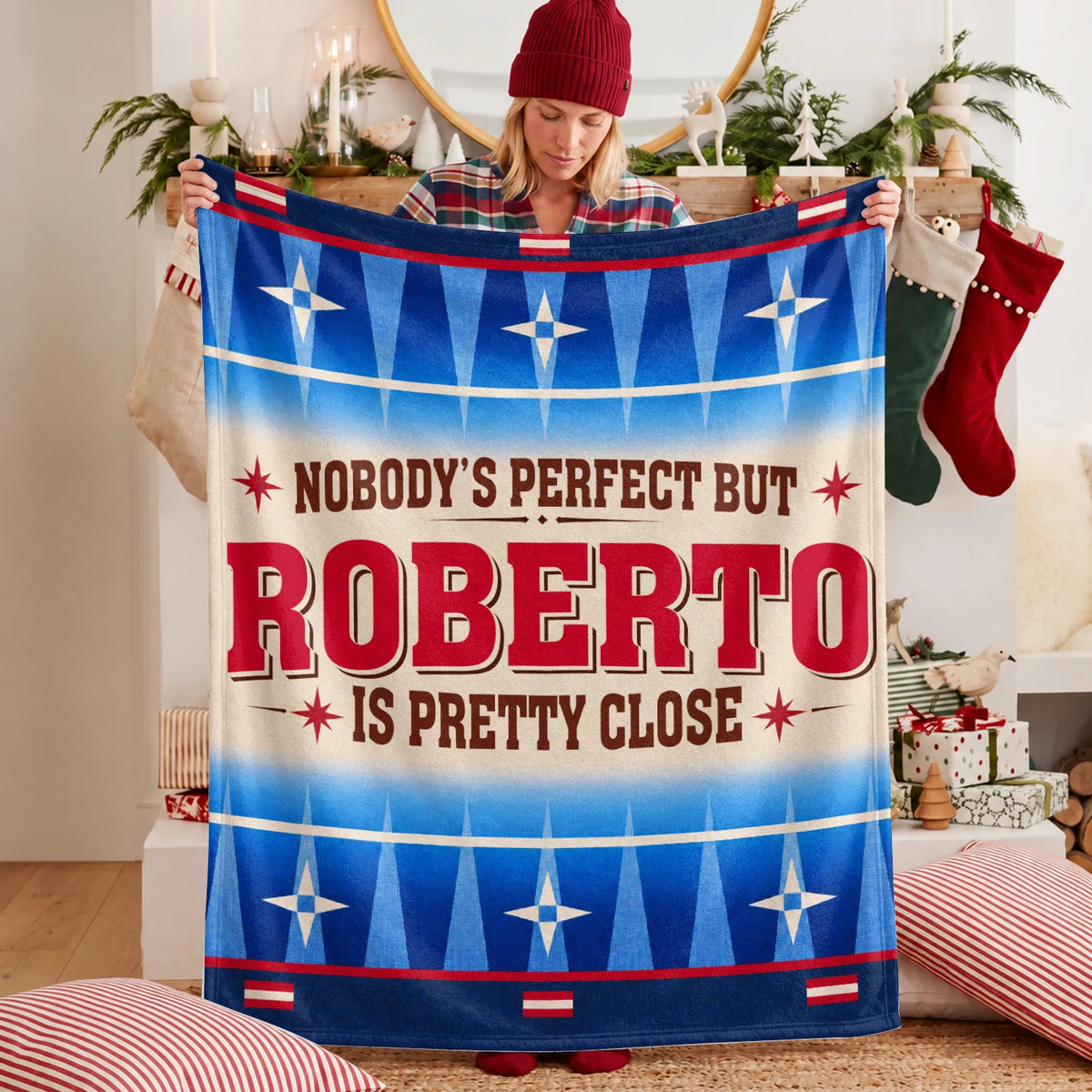 Nobody's Perfect But Your Name Is Close Native American Fleece Blanket ROBERTO 13K1 BK57