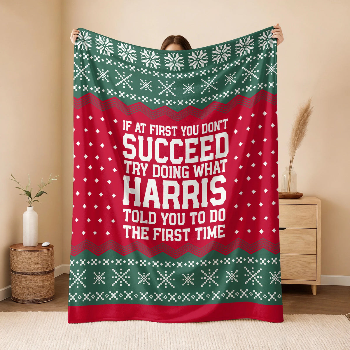 If At First You Don’t Succeed Red Green Christmas Fleece Blanket HARRIS 13K1 BK28