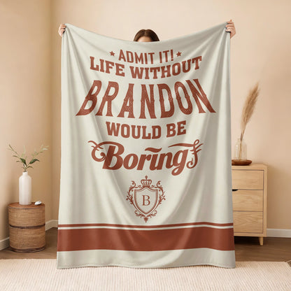 Life Without Your Name Would Be Boring Cream Terracotta Blanket BRANDON 13K1 BK24