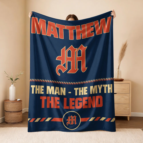 The Man The Myth The Legend Retro Fleece Blanket MATTHEW 13K1 BK53