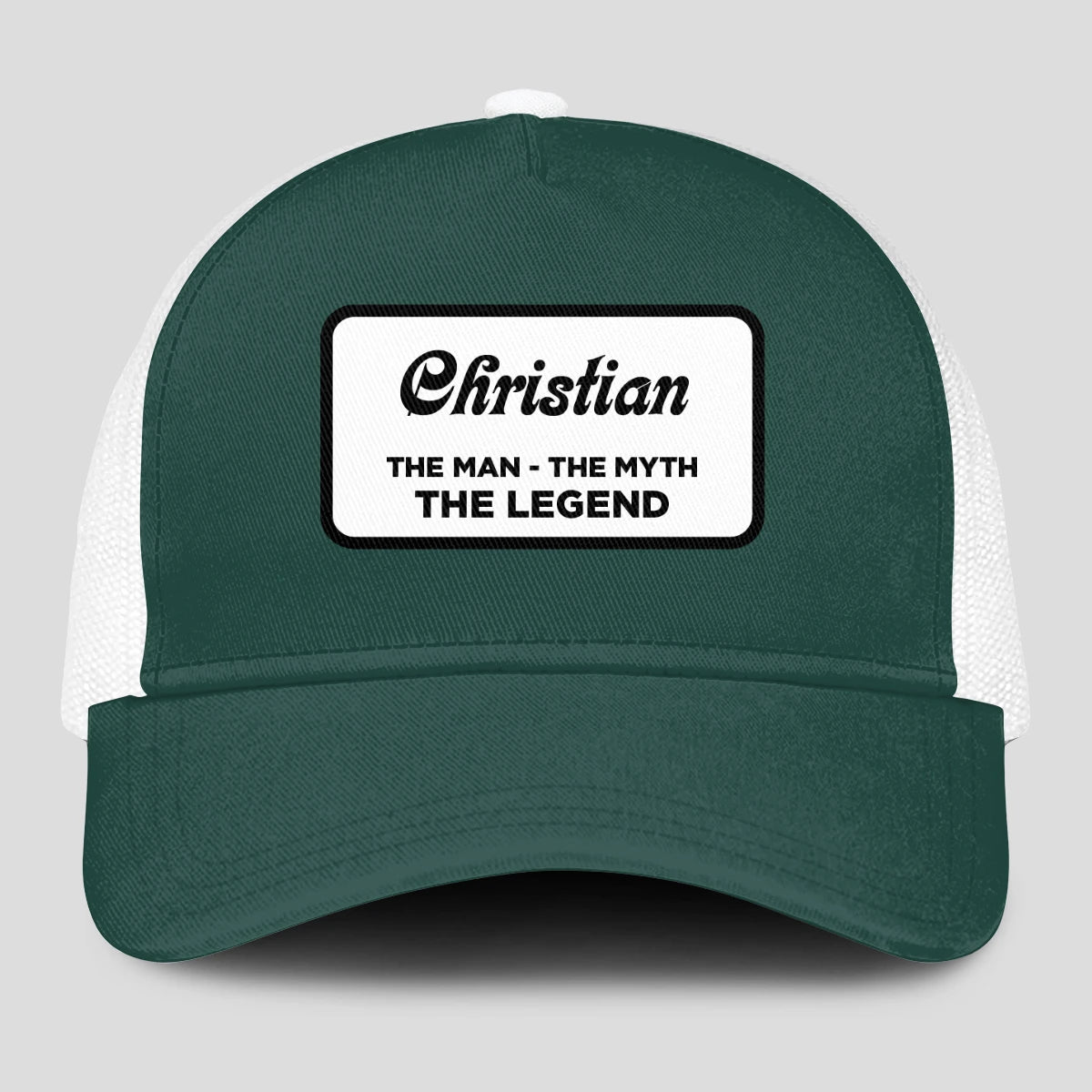 The Man The Myth The Legend Green And White Mesh Cap CHRISTIAN 13K1 C198PF