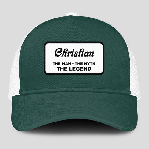 The Man The Myth The Legend Green And White Mesh Cap CHRISTIAN 13K1 C198PF