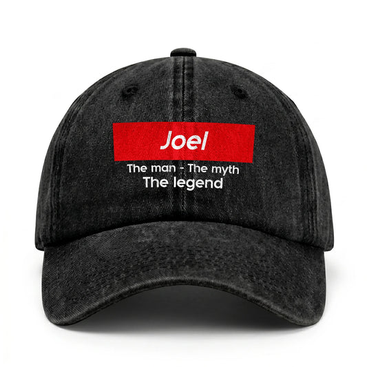 Your Name The Man The Myth The Legend Red Logo Washed Cap JOEL 13K1 C130PF