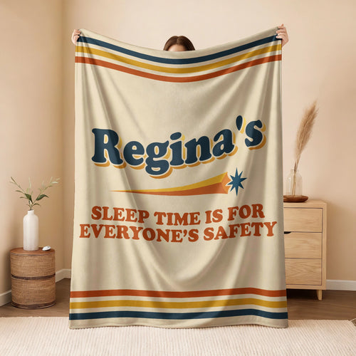 Your Name's Sleep Time Funny Retro Fleece Blanket REGINA 13K1 BK67