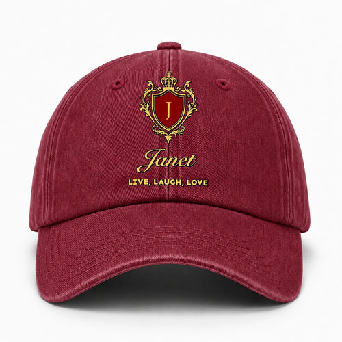 Live Laugh Love Luxury Burgundy Washed Cap JANET 13K1 C119PF