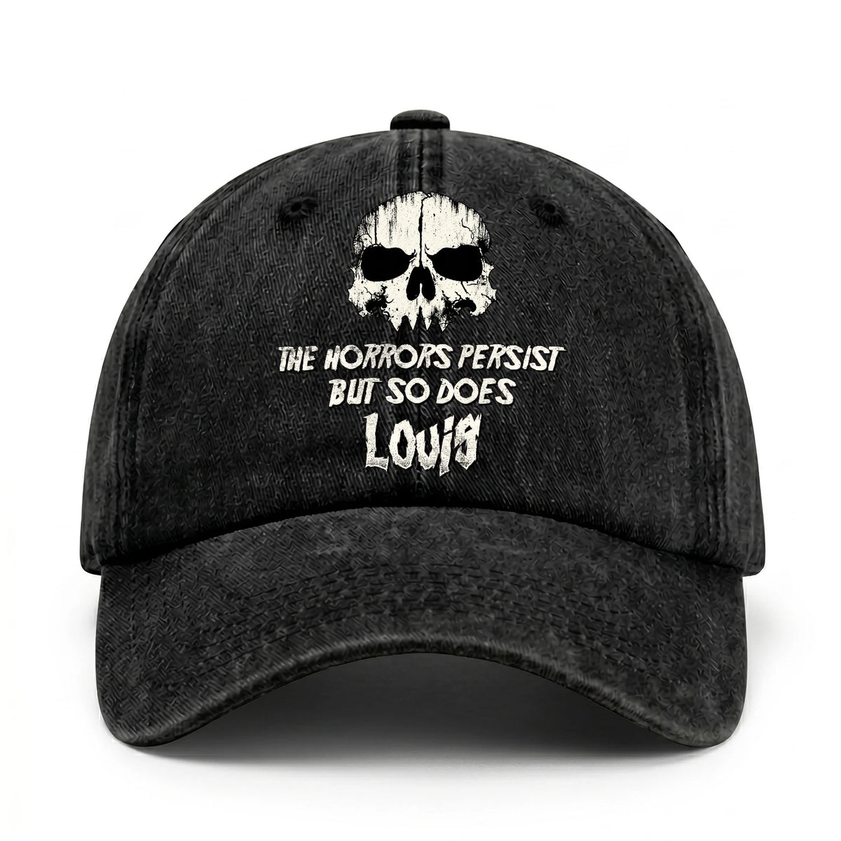 The Horrors Persist But So Does Your Name Cool Skull Washed Cap LOUIS 13K1 C134PF
