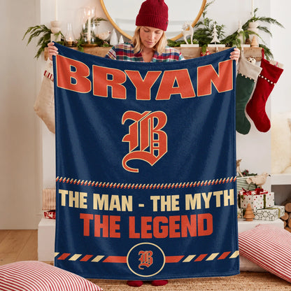 The Man The Myth The Legend Retro Fleece Blanket BRYAN 13K1 BK53