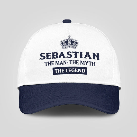 The Man The Myth The Legend King Crown Blue And White Cap SEBASTIAN 13K1 C147PF