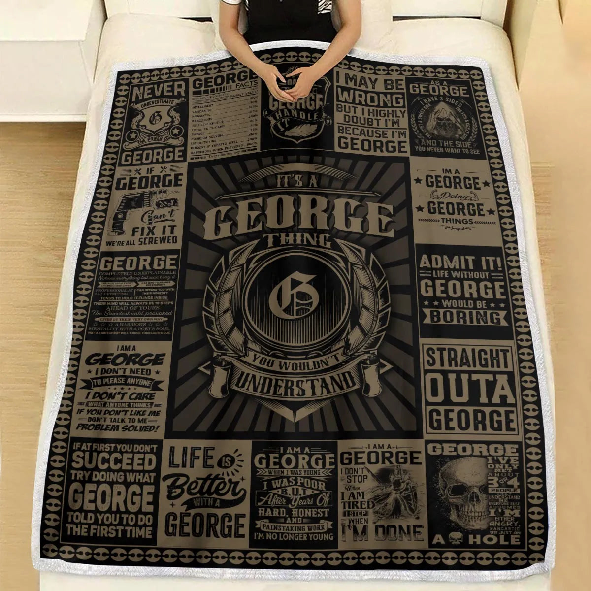 GEORGE Personalized Blanket | Custom Name Cozy Throw Gift 13K1-BK3