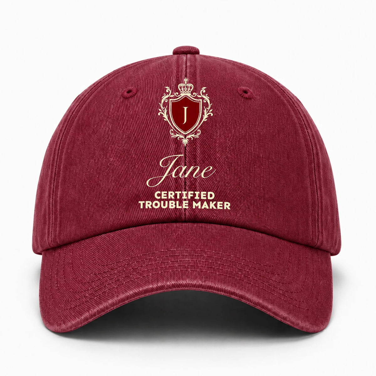 Certified Trouble Maker Royal Burgundy Washed Cap JANE 13K1 C139PF