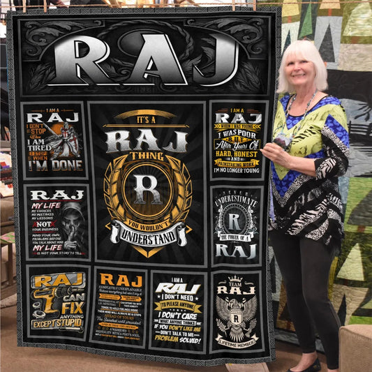 RAJ Personalized Blanket | Custom Name Cozy Throw Gift 13K2-BK2