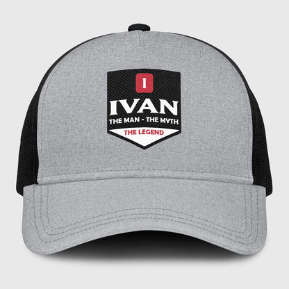 The Man The Myth The Legend Gray Mesh Cap IVAN 13K1 C189PF
