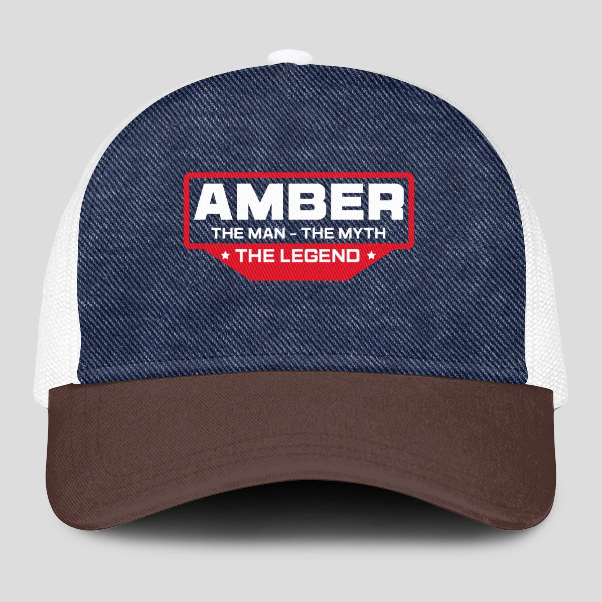 The Man The Myth The Legend Navy Brown And White Mesh Cap AMBER 13K1 C200PF