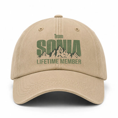 Team Your Name Lifetime Member Mountain Cap SONIA 13K1 C58PF