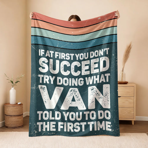 If At First You Don’t Succeed Retro Green Fleece Blanket VAN 13K1 BK29
