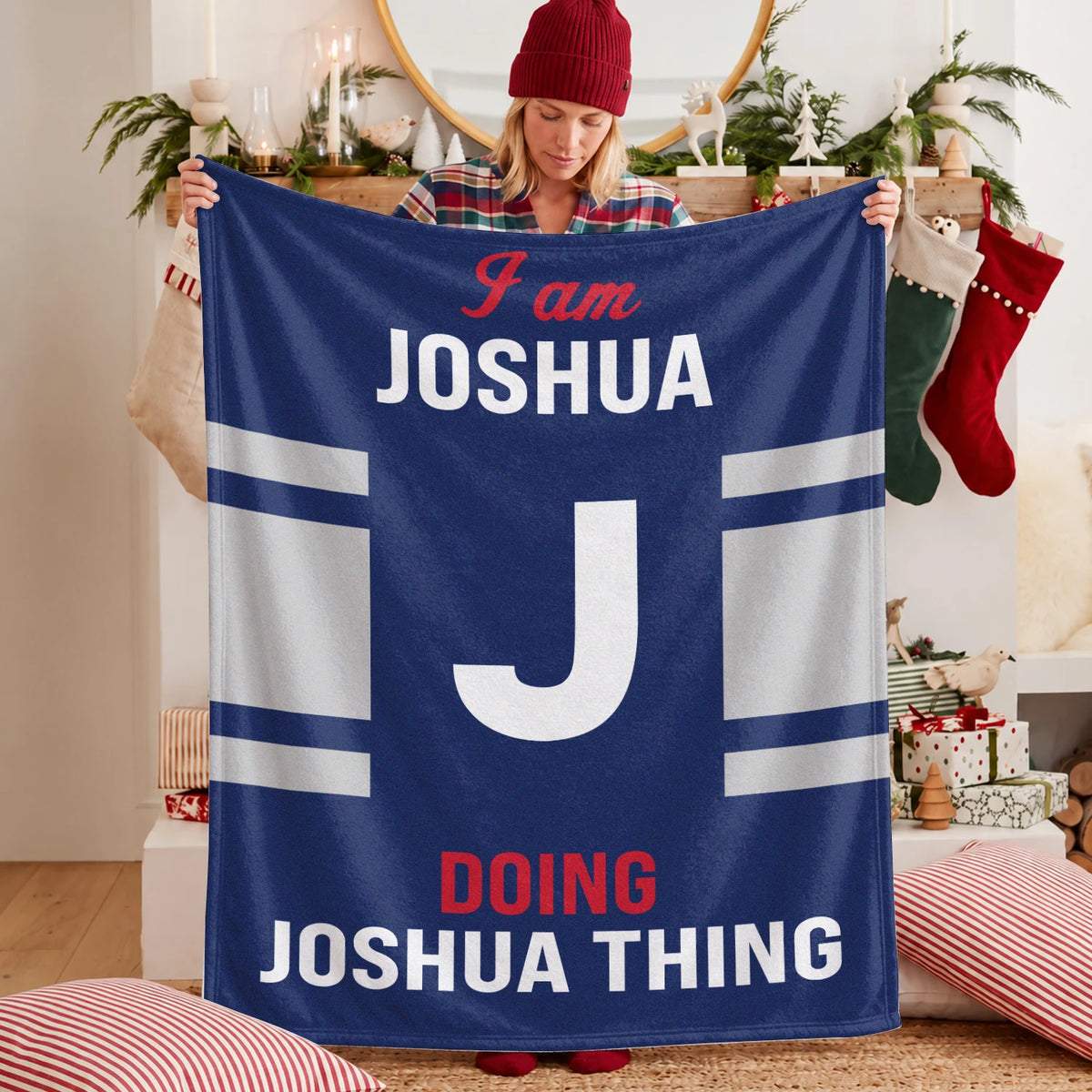 I'm Name Doing Name Things Navy Fleece Blanket JOSHUA 13K1 BK51