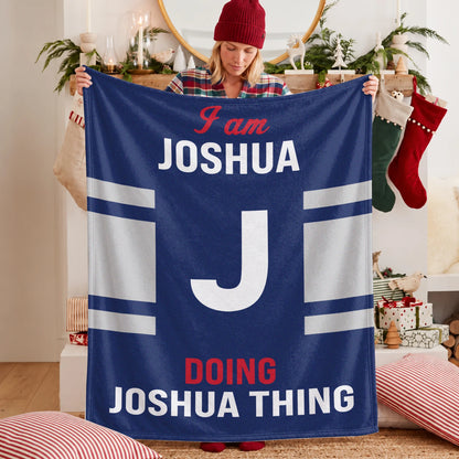 I'm Name Doing Name Things Navy Fleece Blanket JOSHUA 13K1 BK51