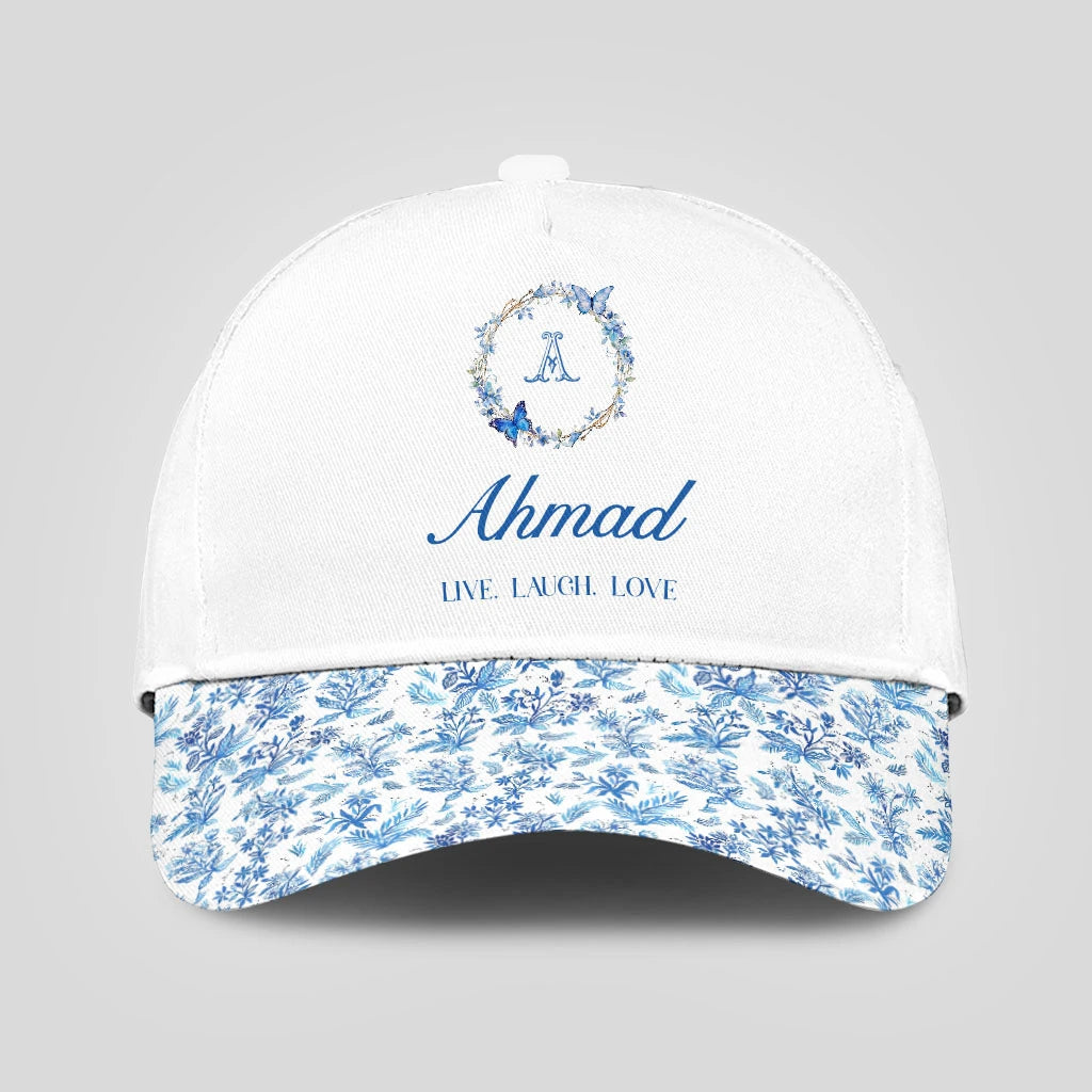 Live Laugh Love Blue Flowers Cap AHMAD 13K1 C50PF