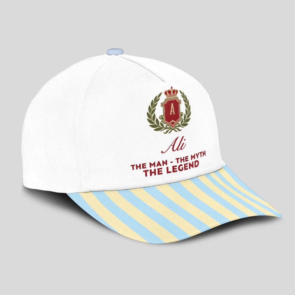 The Man The Myth The Legend Blue And Yellow Striped Beach Cap ALI 13K1 C118PF