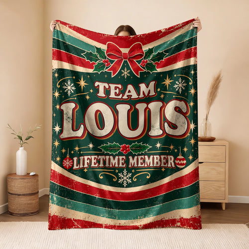 Team Your Name Lifetime Member Christmas Fleece Blanket LOUIS 13K1 BK52