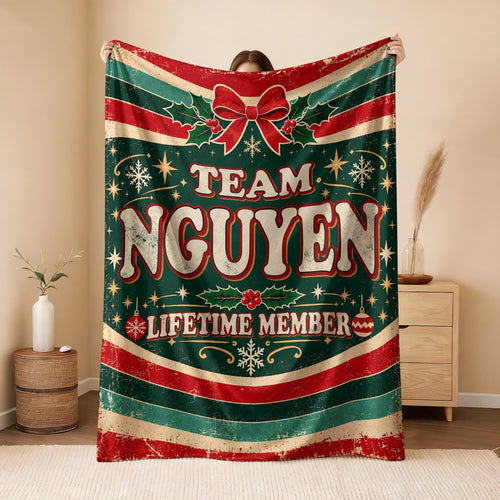 Team Your Name Lifetime Member Christmas Fleece Blanket NGUYEN 13K1 BK52