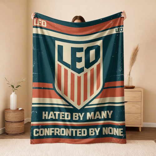 Hated By Many Confronted By None Retro Fleece Blanket LEO 13K1 BK58